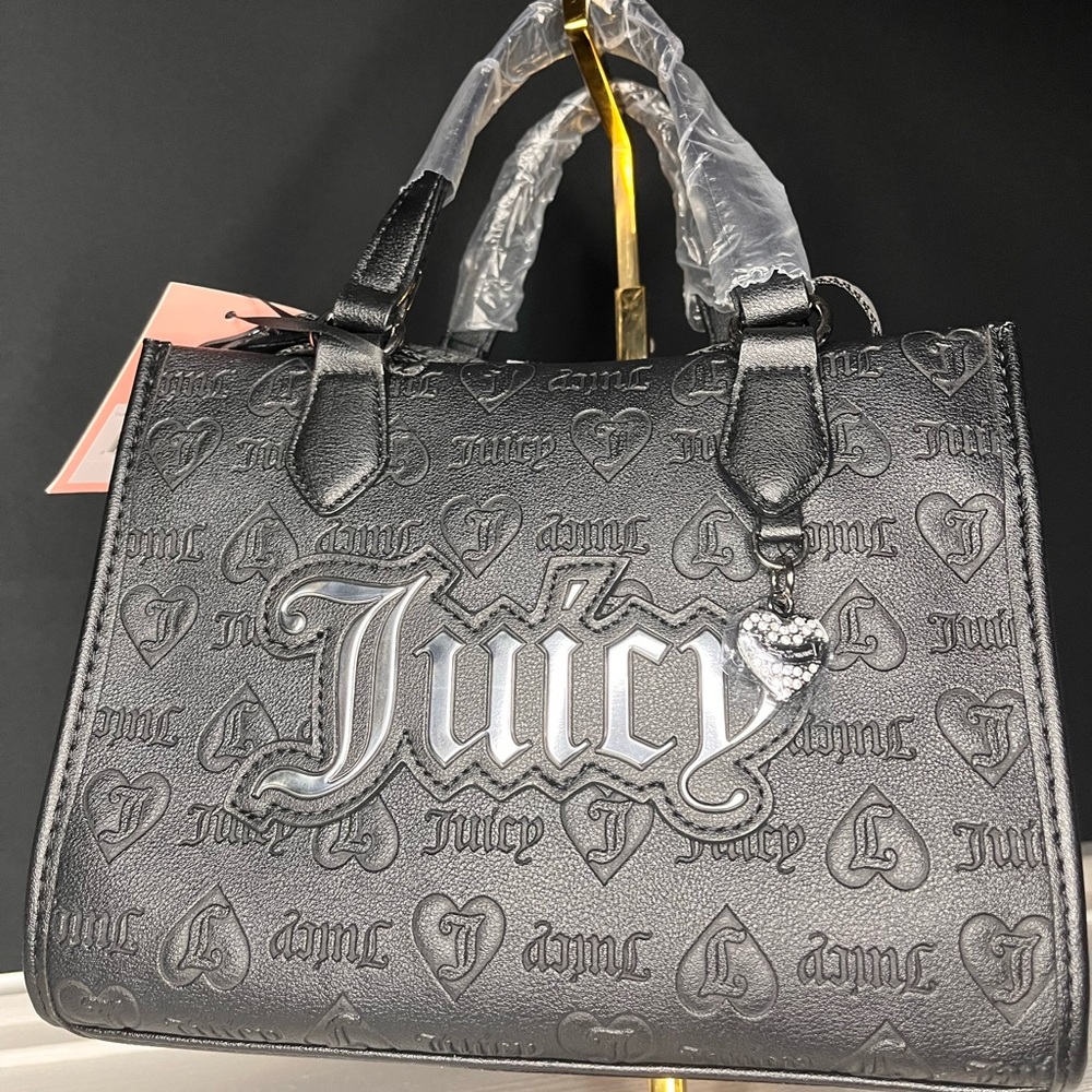 Juicy Couture Upgrade U Tote Bag Liquorice Black Crossbody NWT
